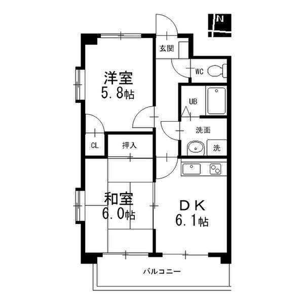 セゾンモリ(2DK/3階)の間取り写真