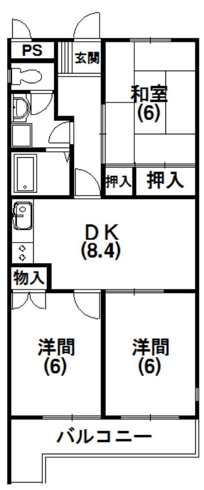 第2マーブルハイツ(3DK/1階)の間取り写真