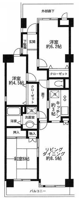 コスモパーク戸田弐番館 2004080162(3LDK/3階)の間取り写真