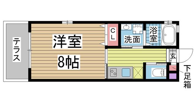 ワコーレヴィアーノ須磨大手町(1K/1階)の間取り写真