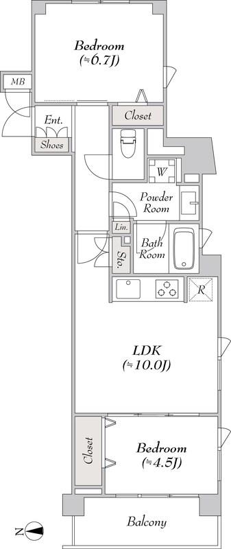 ミリアレジデンス大岡山(2LDK/1階)の間取り写真