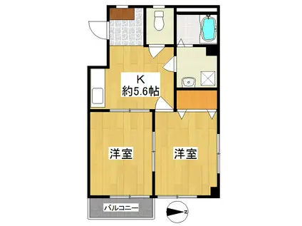 ウインドOC(2K/3階)の間取り写真