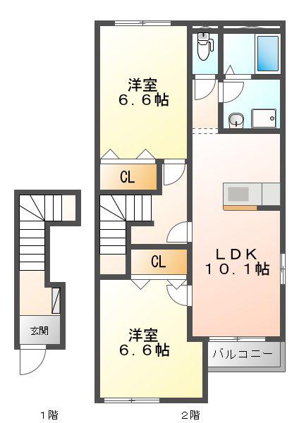 グレイスビラ・桜島(2LDK/2階)の間取り写真