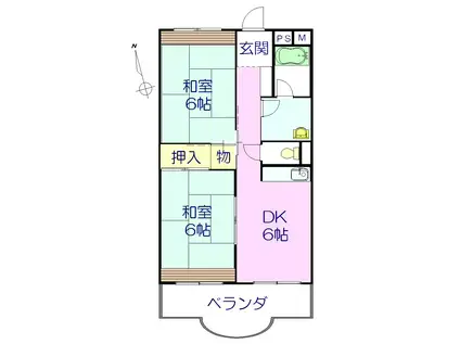 石川ビル(2DK/4階)の間取り写真