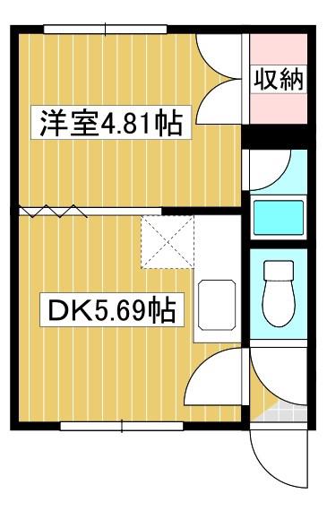 コーポ古都(1DK/2階)の間取り写真
