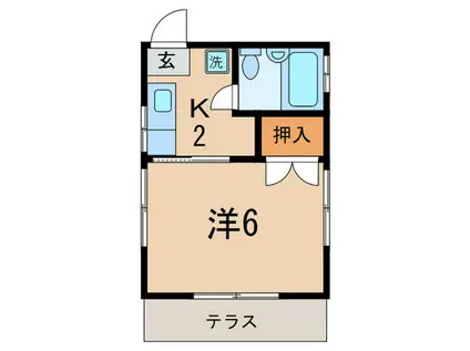 第一上野毛荘(1K/1階)の間取り写真