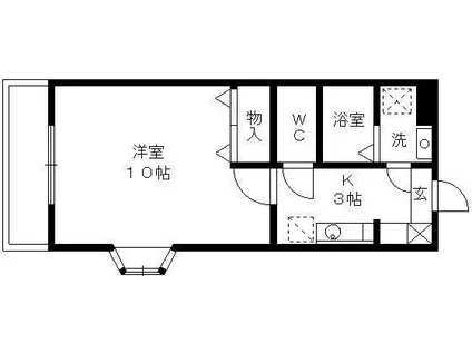 ピースフルⅤーⅠ(1K/1階)の間取り写真
