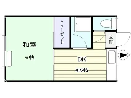 東京メトロ副都心線 東新宿駅 徒歩7分 3階建 築59年(1DK/3階)の間取り写真