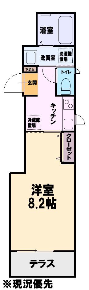 ラ メルベイユ中央林間(1K/1階)の間取り写真