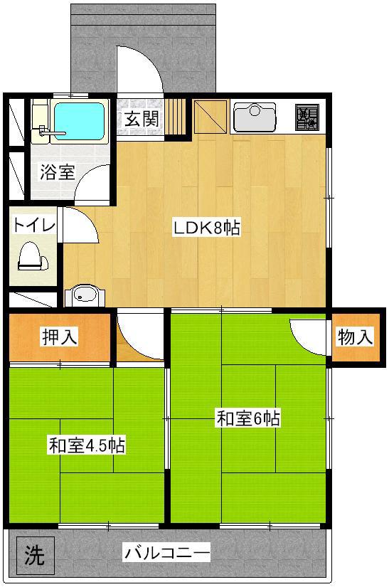 しらかばマンション(2LDK/2階)の間取り写真