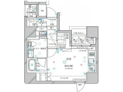 ディアレイシャス錦糸町(ワンルーム/11階)の間取り写真