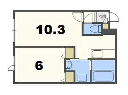 マリオット南ヶ丘(1LDK/1階)の間取り写真