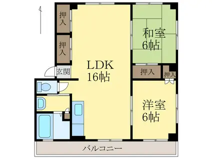 コーポ矢野(2LDK/1階)の間取り写真