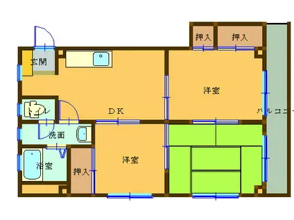 Kコート大学前(3DK/3階)の間取り写真