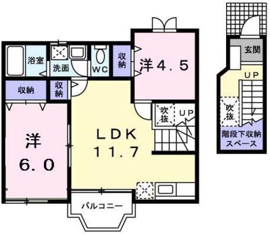 コーポリンクス1(2LDK/2階)の間取り写真