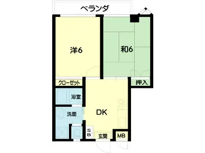 アルティーム天神(2DK/2階)の間取り写真