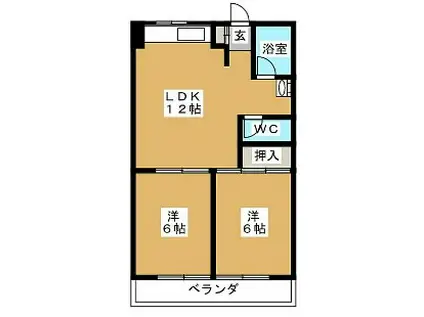 下田マンション(2LDK/3階)の間取り写真