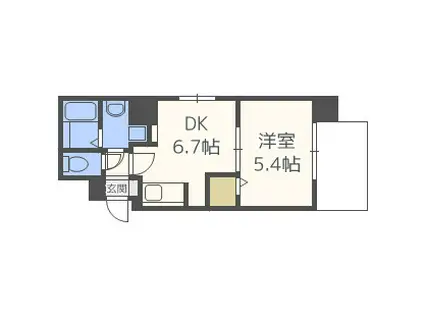 TLRレジデンス難波東(1DK/8階)の間取り写真