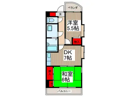 常盤壱番館(2DK/2階)の間取り写真