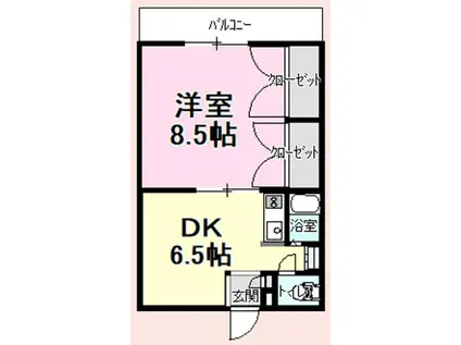 NSパティオス 2号棟(1DK/2階)の間取り写真