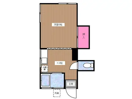 ハイツみのり(1K/1階)の間取り写真