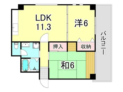 YSコート蘭びっく(2LDK/4階)の間取り写真