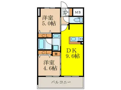 エステムコート新大阪Xザ・ゲート(2DK/15階)の間取り写真