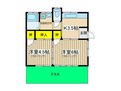 鈴木荘(2K/1階)の間取り写真