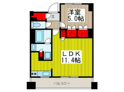 KDX川口幸町レジデンス(1LDK/4階)の間取り写真