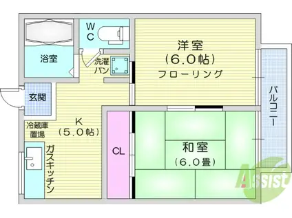 コーポアンデルセンⅠ(2DK/2階)の間取り写真