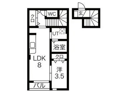 エレシス女川(1LDK/2階)の間取り写真