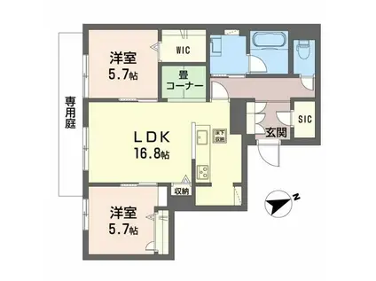 VIDA FELIZ祇園(2LDK/1階)の間取り写真