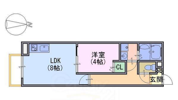 パークハウス桂川(1LDK/2階)の間取り写真