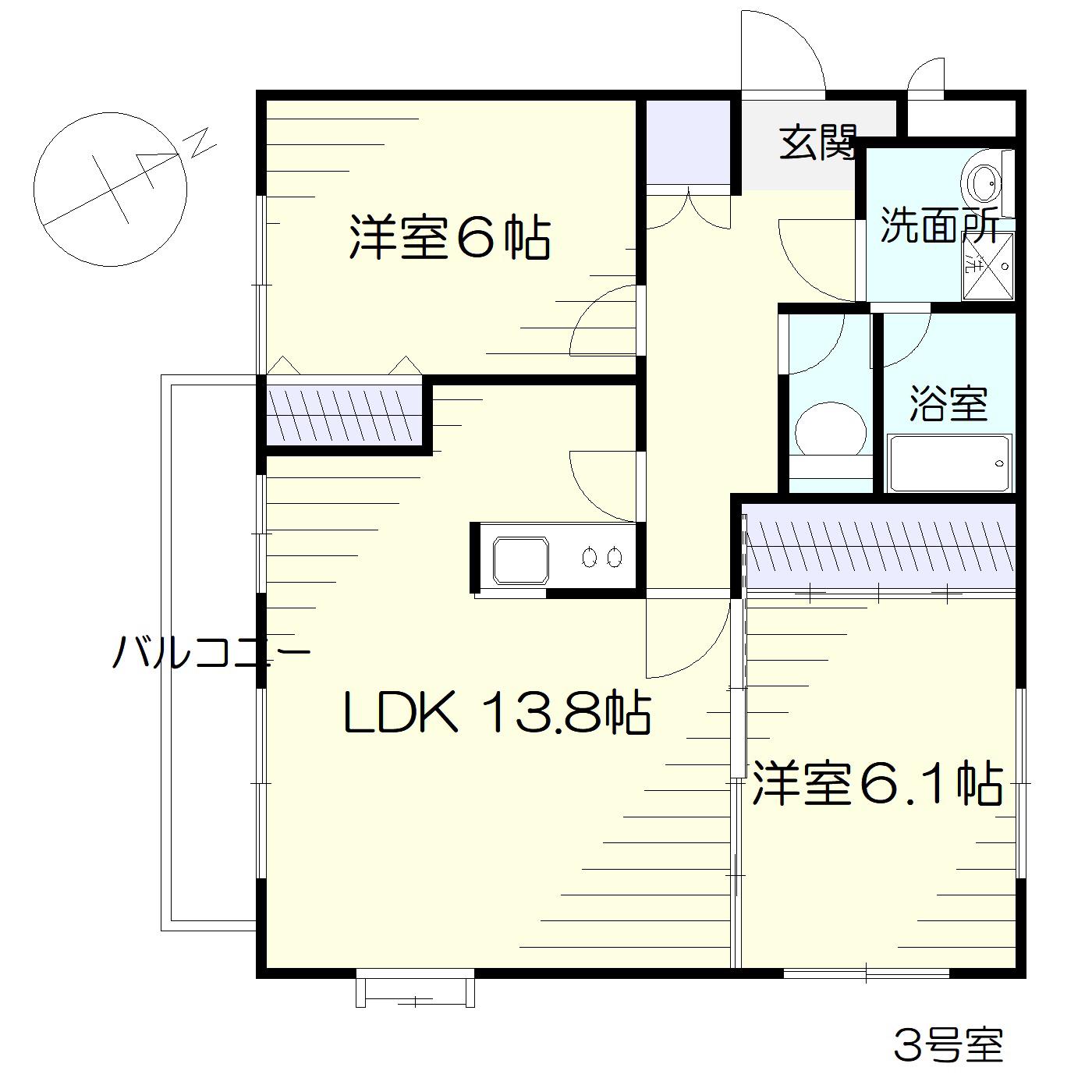 CASA-S(2LDK/3階)の間取り写真