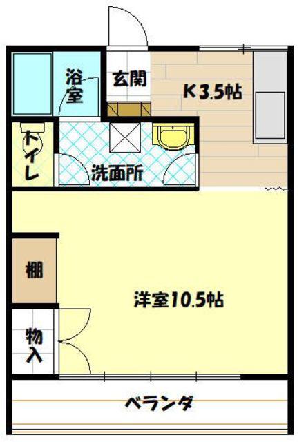 ラビアン桜(1K/3階)の間取り写真