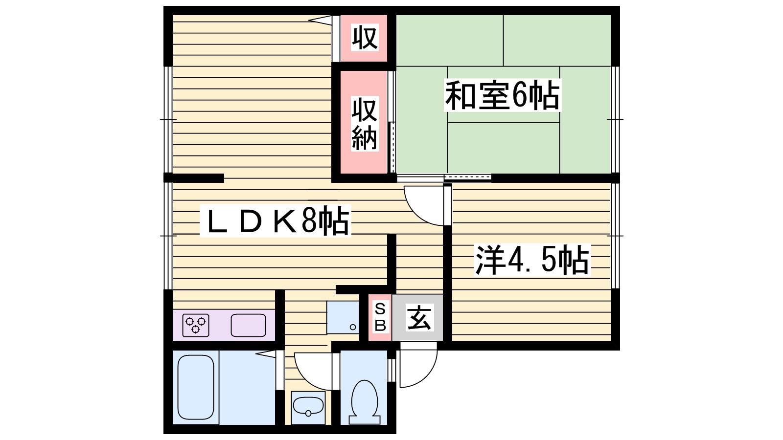 エクセル山崎(2LDK/2階)の間取り写真