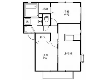 ハイツ・シャルムF棟(2LDK/1階)の間取り写真