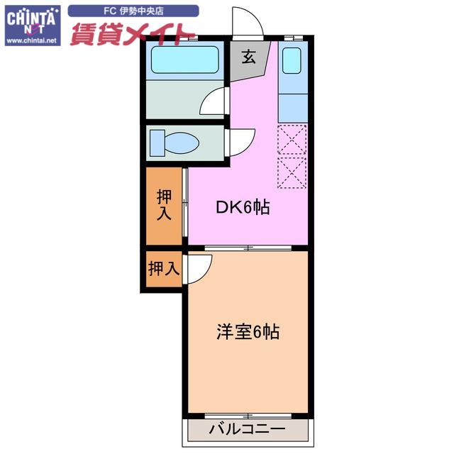 昭和レトロアパート1(1DK/2階)の間取り写真