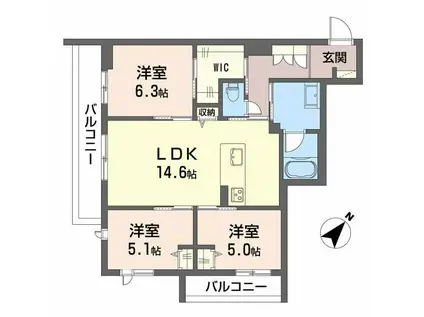 ベンガレンシス(3LDK/3階)の間取り写真
