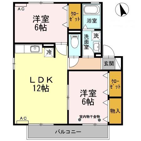 アクセスB(2LDK/2階)の間取り写真