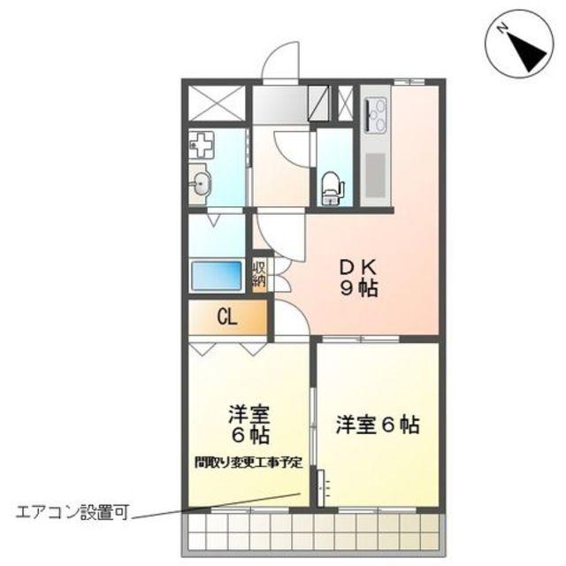 ラベンターナ(2DK/2階)の間取り写真