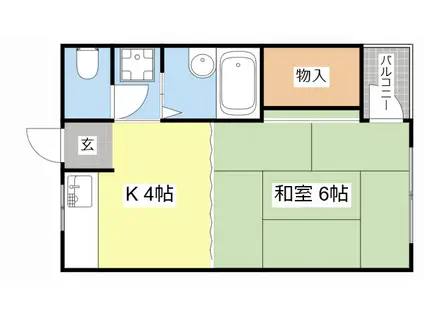 平方ハイツ(1K/2階)の間取り写真
