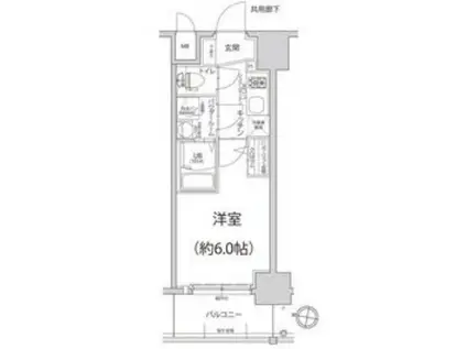 エスリード神戸大倉山ヒルズ(1K/6階)の間取り写真