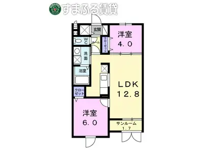 ベル・リアン(2LDK/1階)の間取り写真