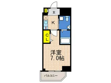 セレニテ神戸元町クレア(1K/14階)の間取り写真