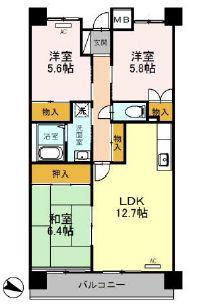 グリーンビュー西町(3LDK/2階)の間取り写真
