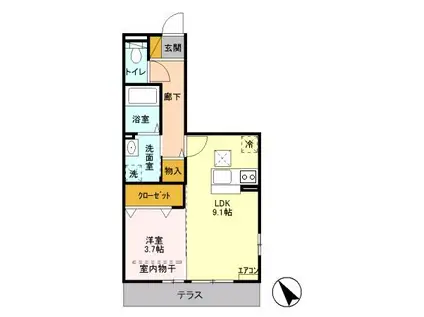 フィーロ(1LDK/1階)の間取り写真