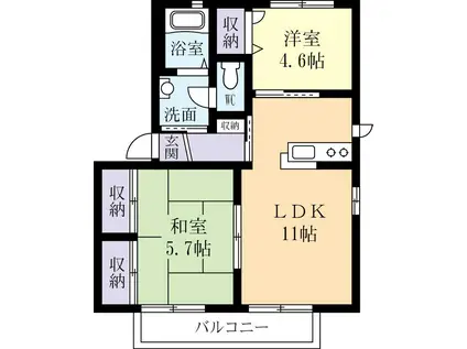 ウィンズ守谷C(2LDK/1階)の間取り写真