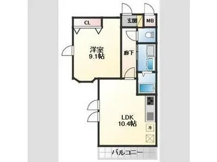 ドルチェヴィータ(1LDK/2階)の間取り写真