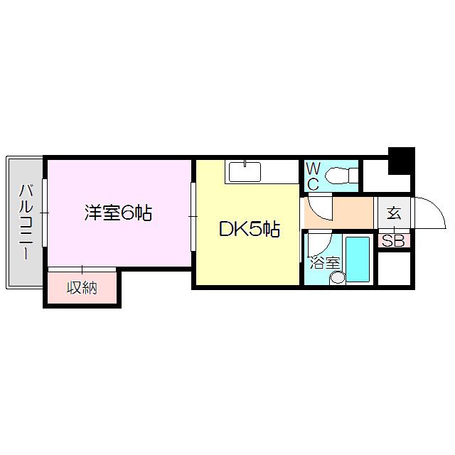 豊新グランドハイツ北(1DK/5階)の間取り写真